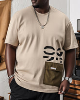 Big & Tall Men's Geometric Print Pocket Short Sleeve Cotton T-shirt M-5XL